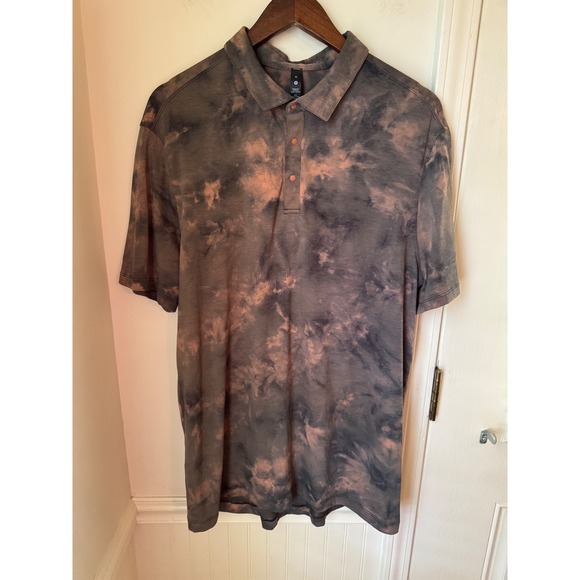 Lululemon Other - Lululemon Evolution Polo Shirt XL Grey Orange Tie Dye Cloud Wash Short Sleeve